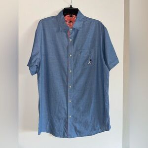 Men’s Disney Parks Chambray Short Sleeve Button Down Shirt Sz M